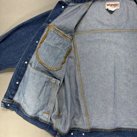 Wrangler Jean Jacket Mens Extra Large Blue Rugged Wear Trucker Denim RJK30AN - Picture 7 of 16